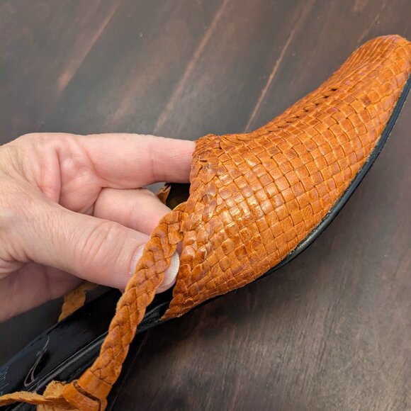 Heyraud Leather Woven Slingback Sandals - Picture 5 of 9